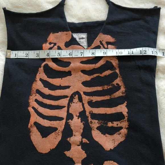 *RARE* Rockin' Bones Custom Halter Tunic/Dress Black with Orange Skeleton XS - Picture 5 of 9